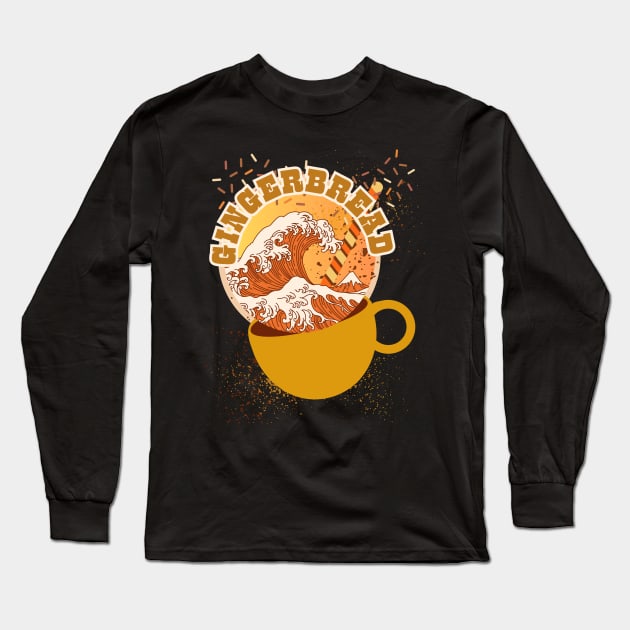 Gingerbread Spice. Holiday Great Wave of Coffee Flavor Long Sleeve T-Shirt by SwagOMart